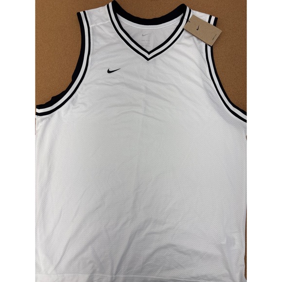 Nike Mens Basketball Jersey Dri FIT White Black Trim Tank Top BSKTBLL L - Picture 1 of 4